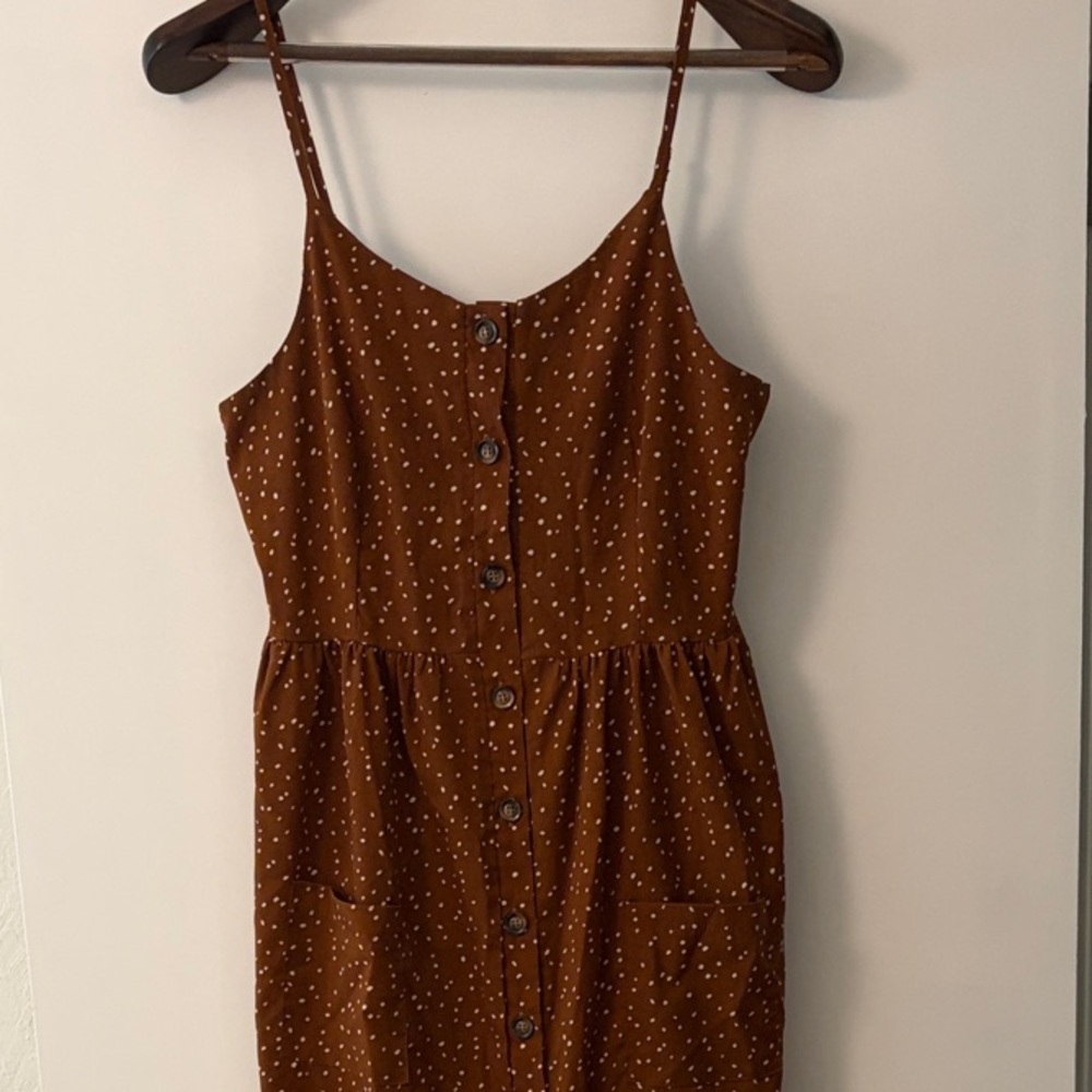 Sun Dress 
Brown with White Dots